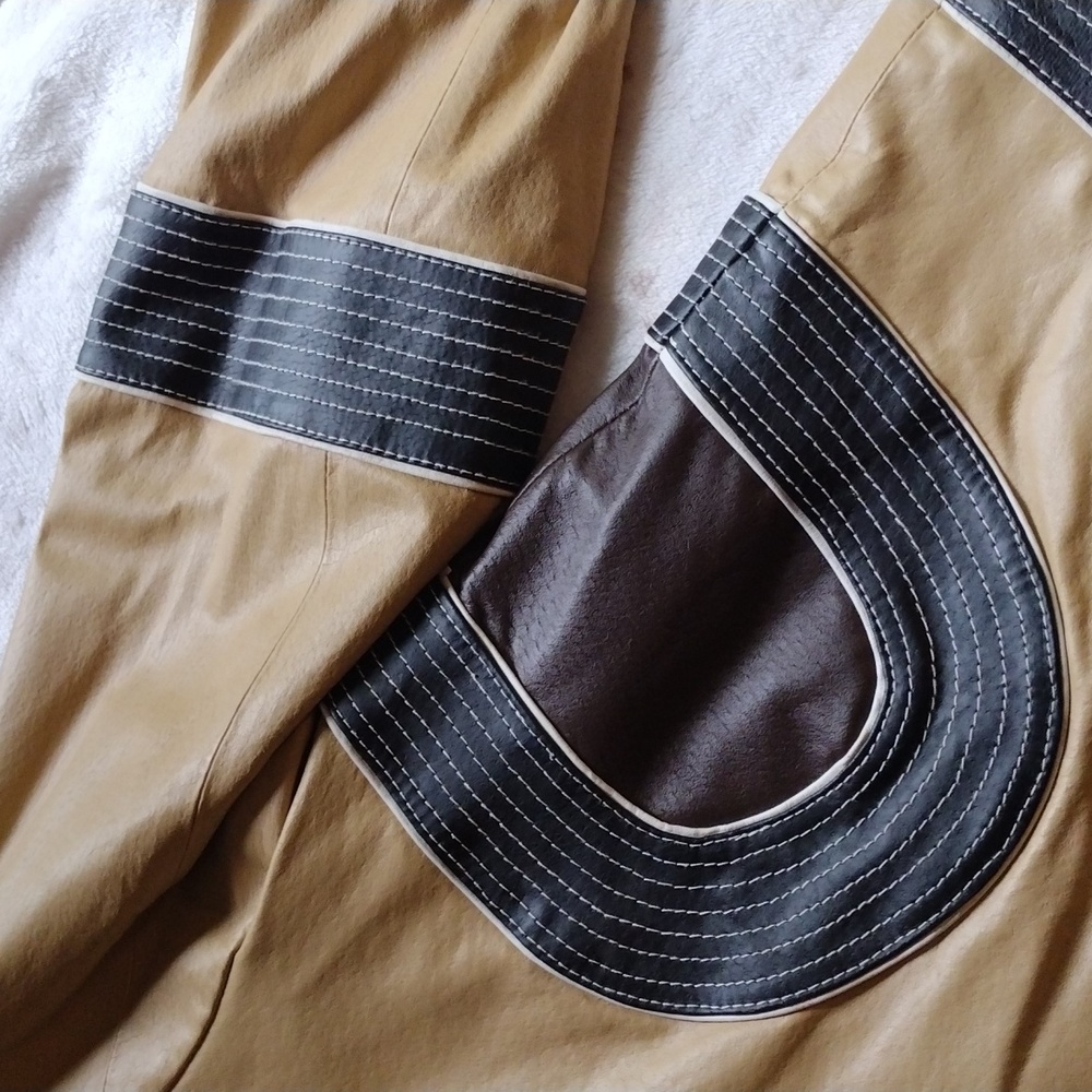 Pamela McCoy color block leather moto jacket - Picture 7 of 11